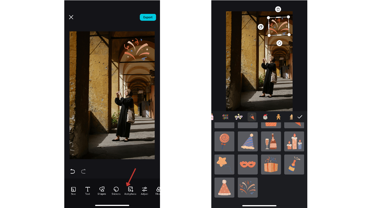 Thêm văn bản và nhãn dán trực quan