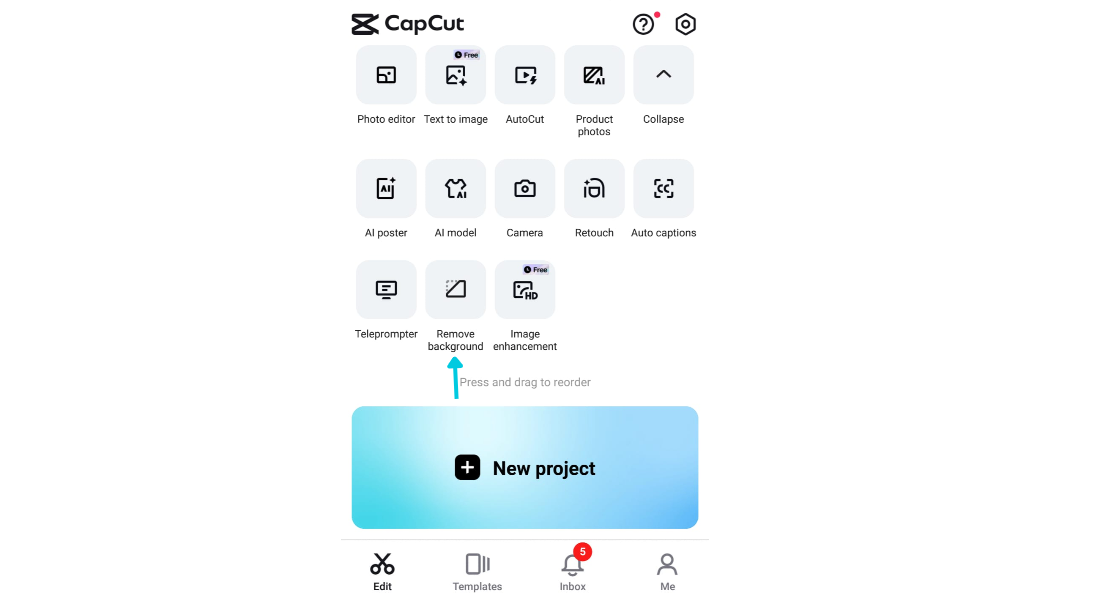 go to remove background tool