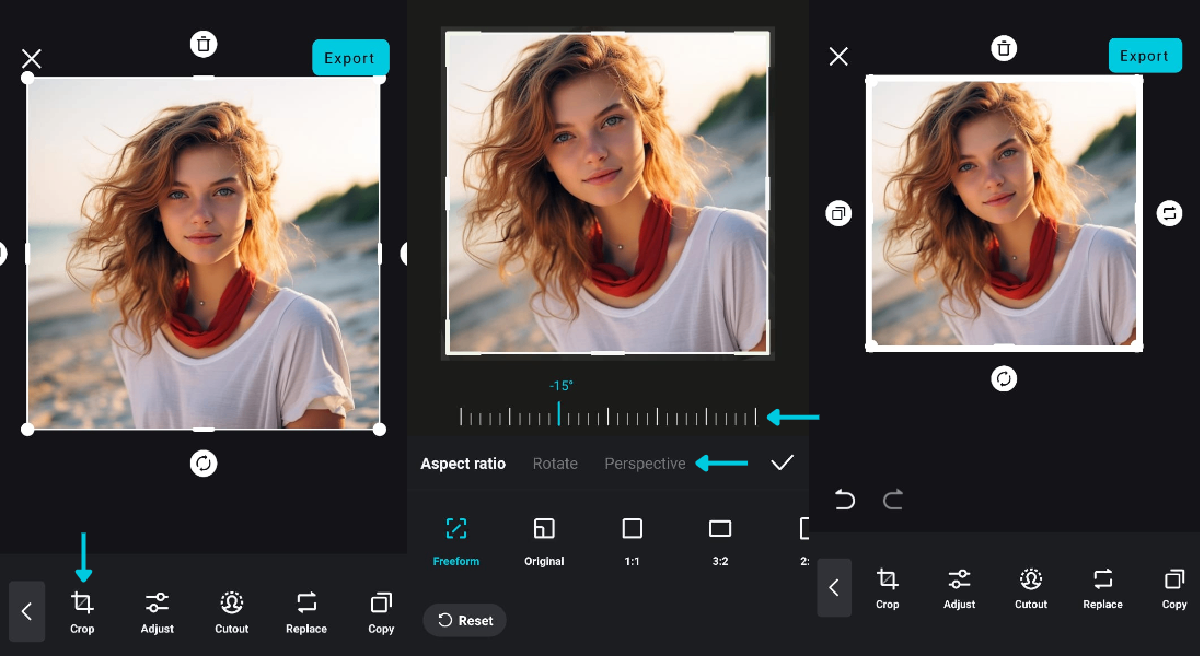 select the photo and crop