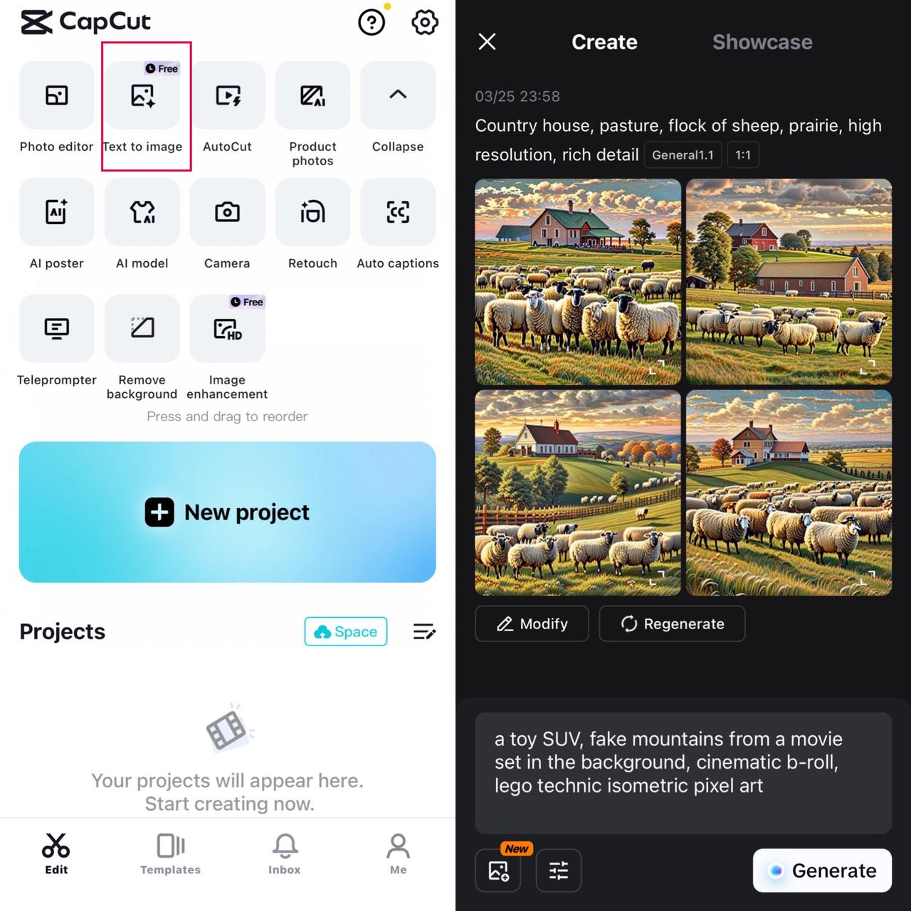 convert text command to an image