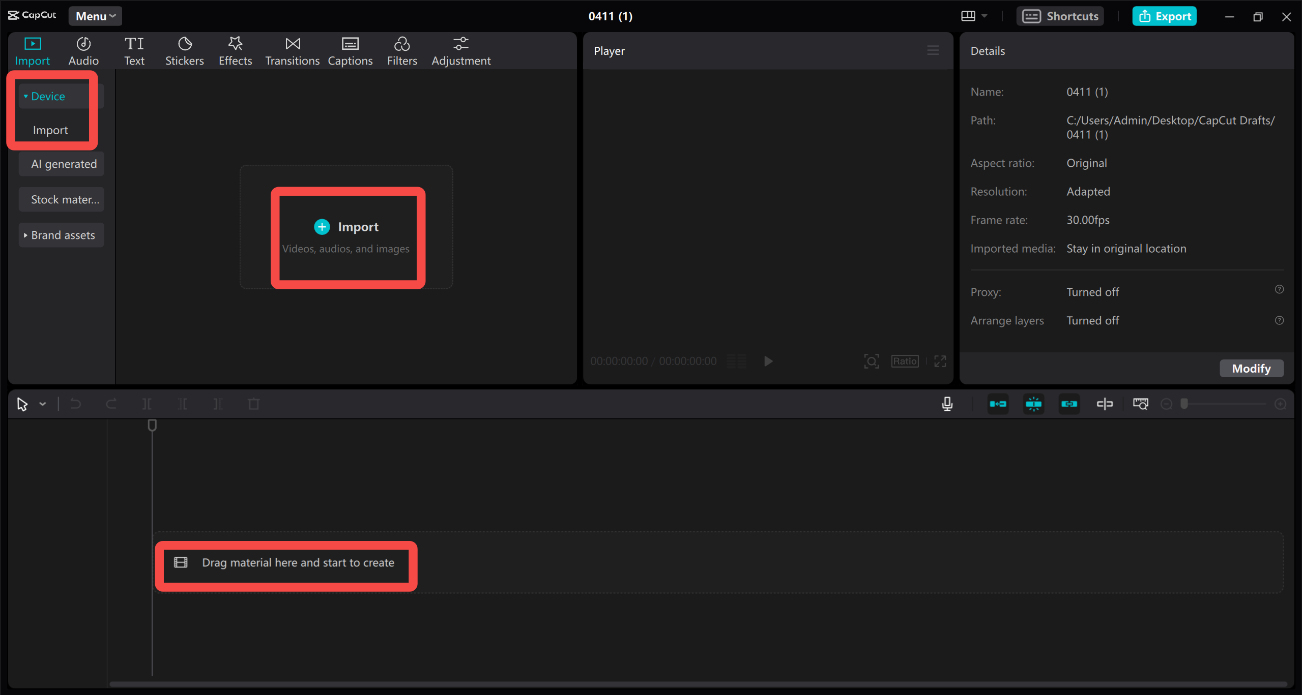 Import the recorded video