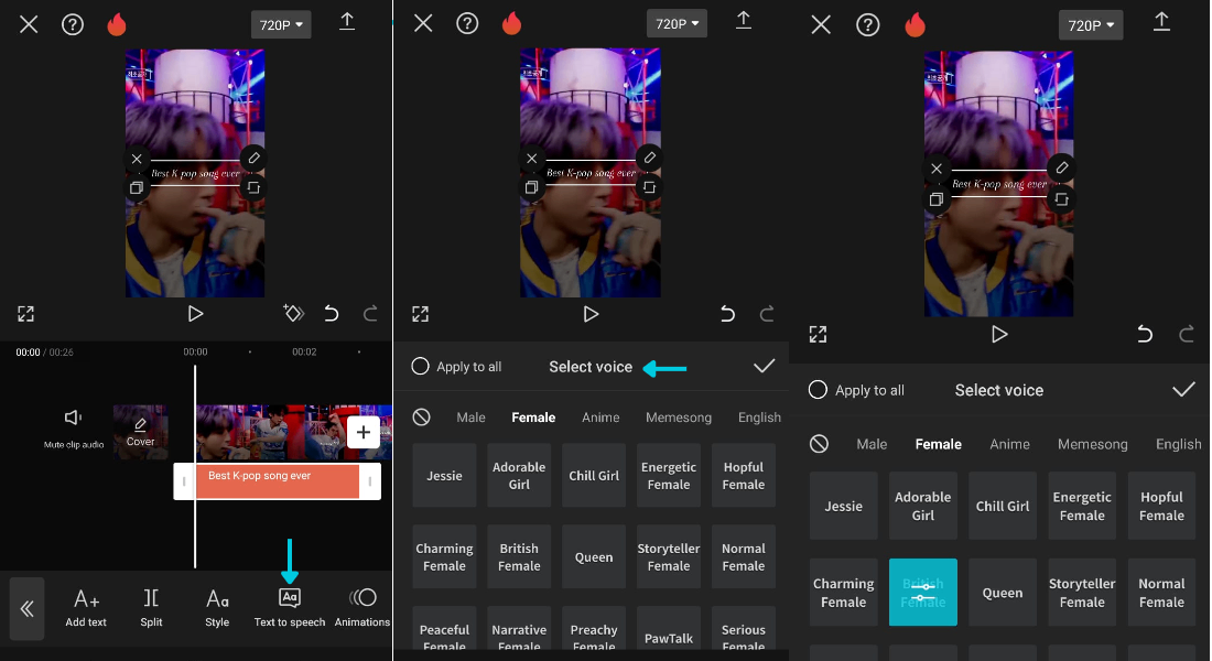 tap on text to speech