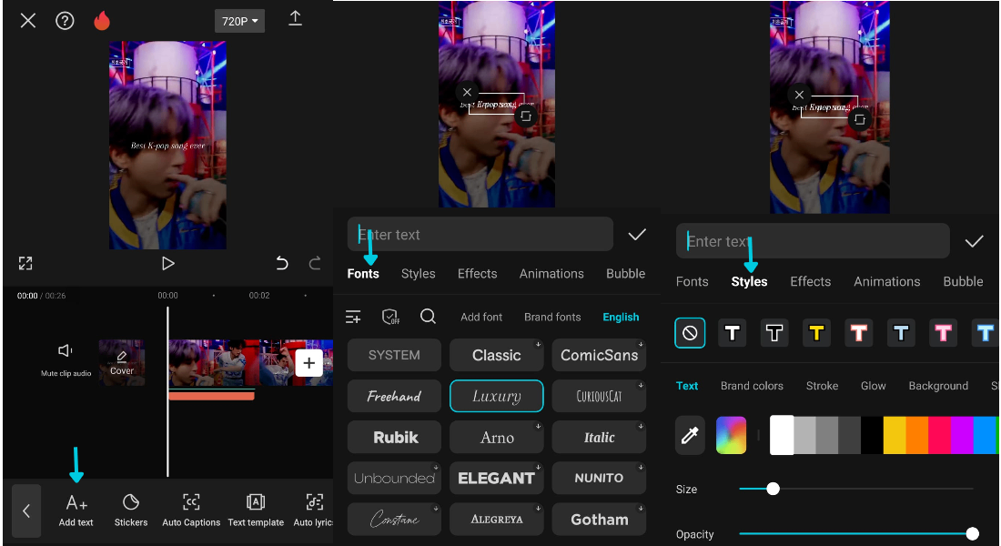 select stunning fonts and styles