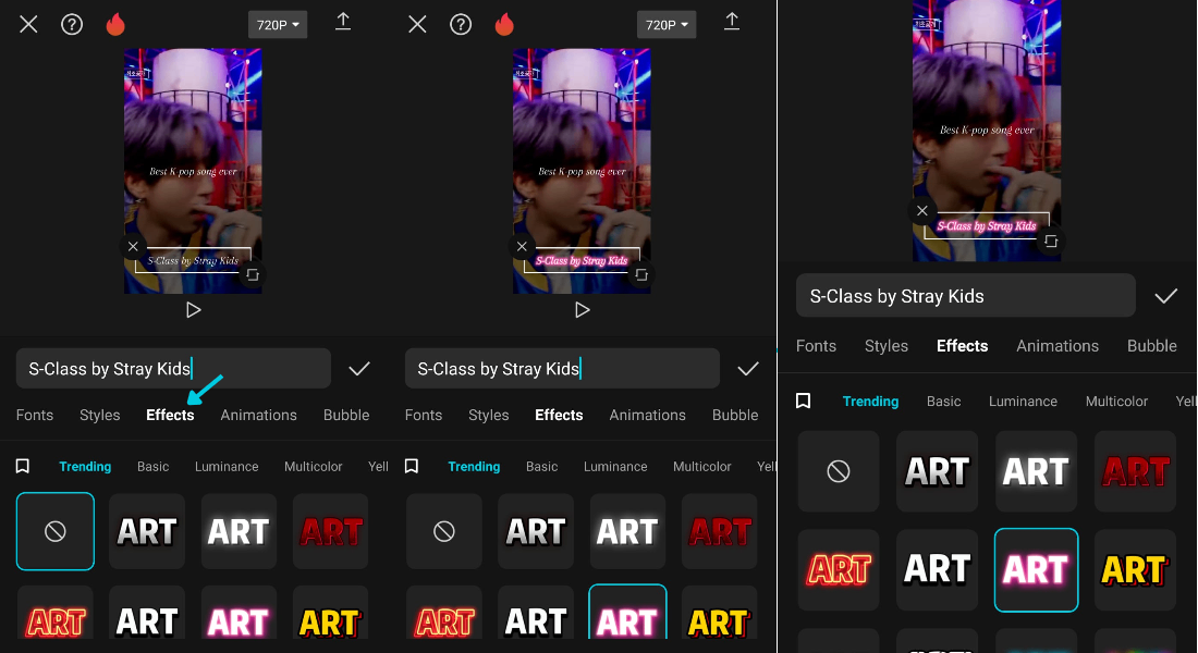 add effects to texts