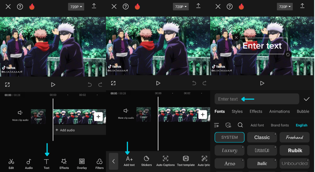 go to text, then add text