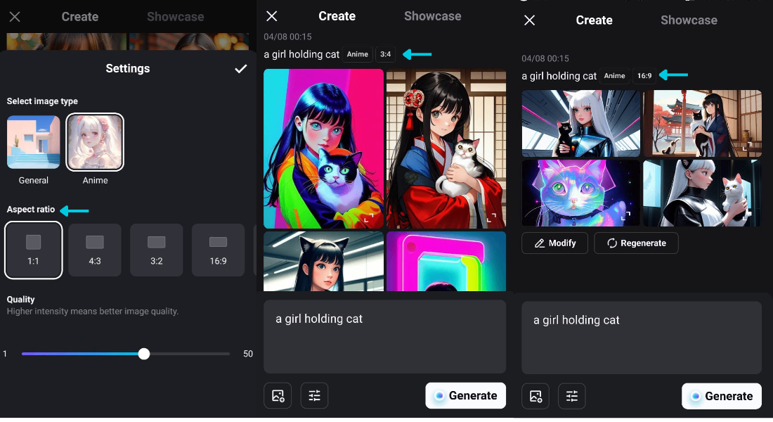 various aspect ratios