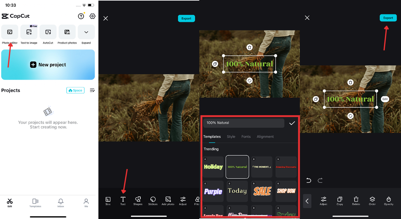 add text to image with capcut