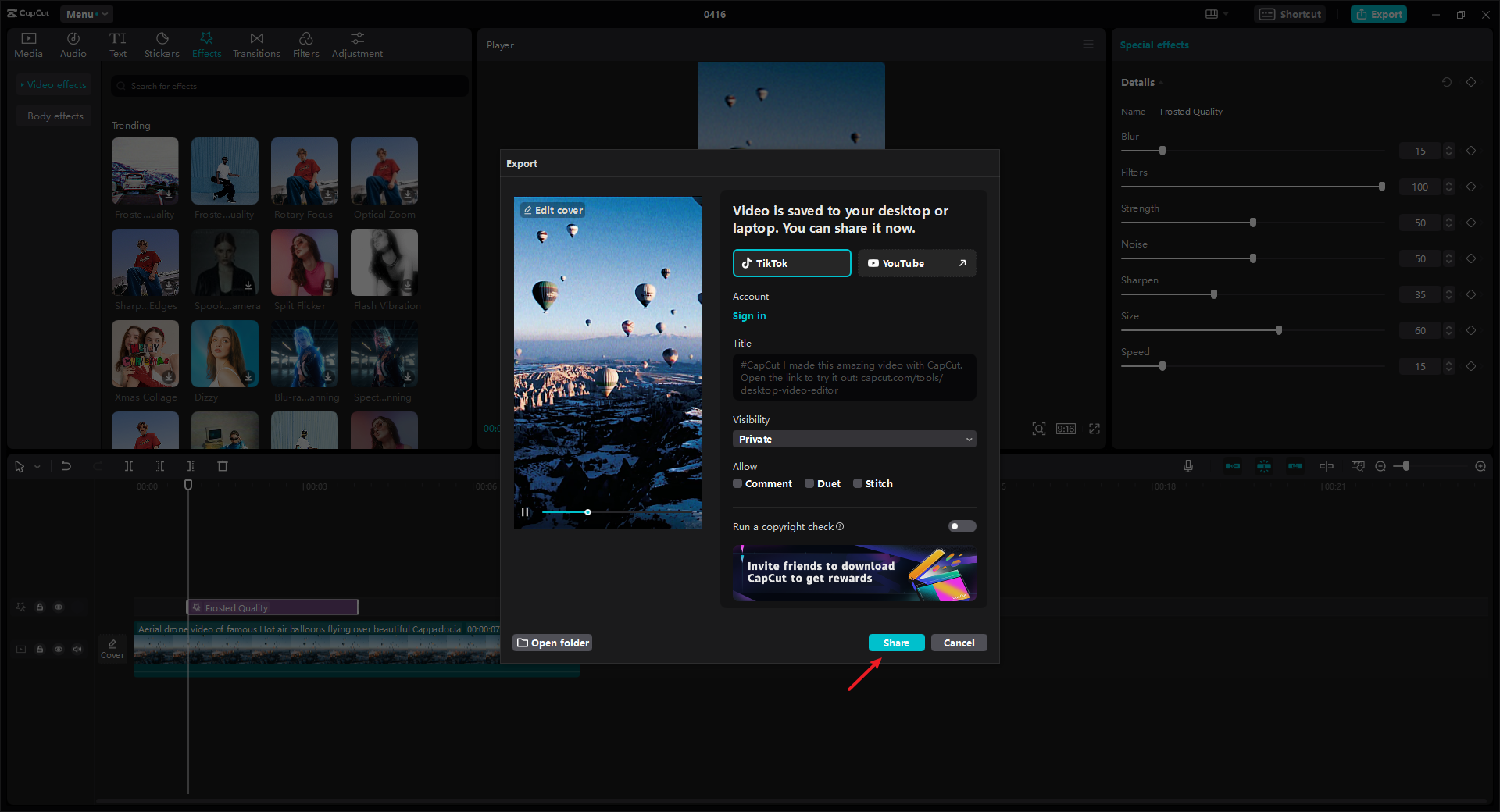 Share video to TikTok