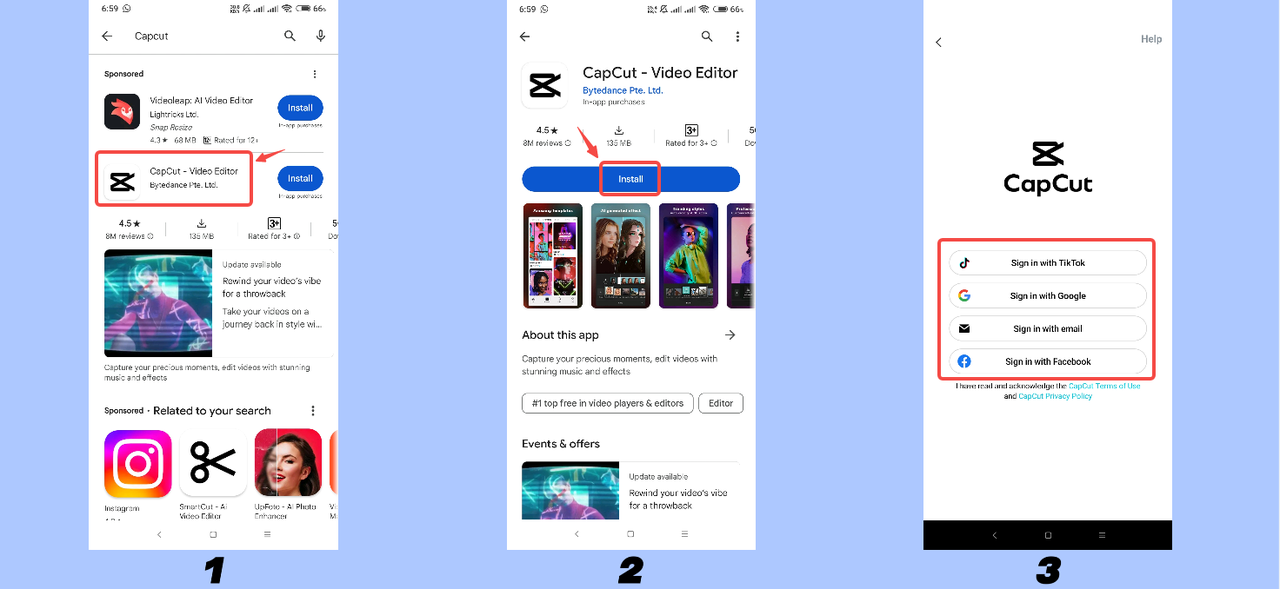 Download and sign in CapCut App