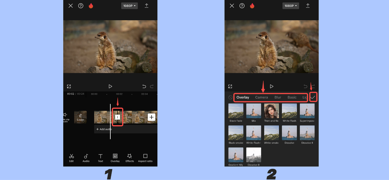 Add transition effects to the video