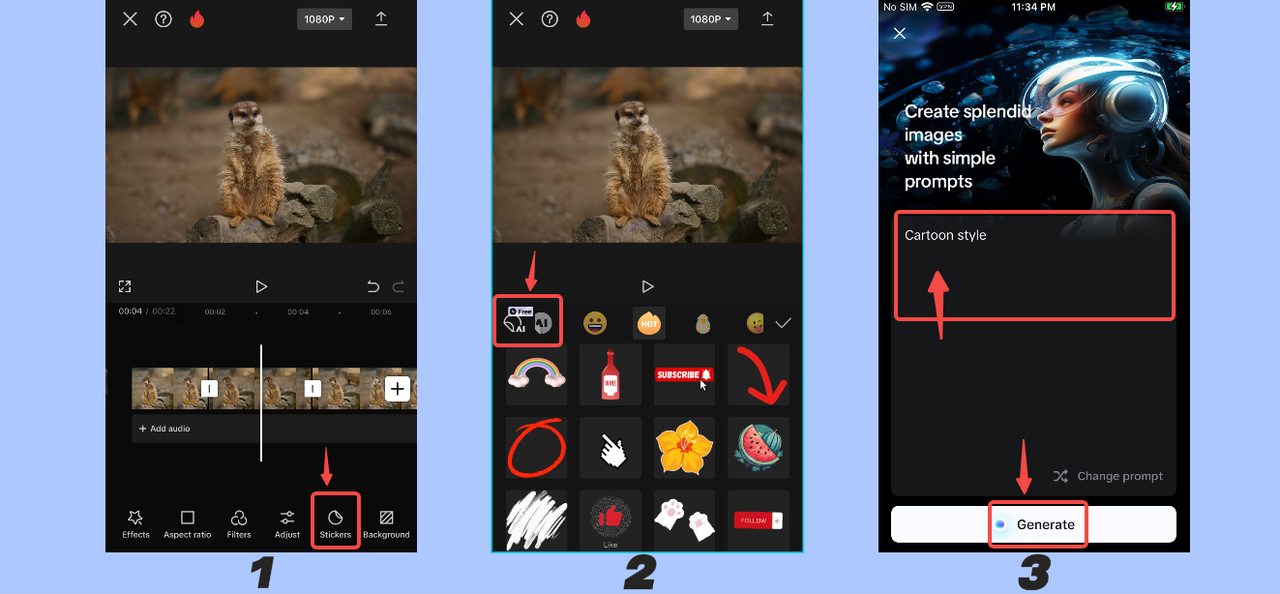 Add stickers using "AI stickers"