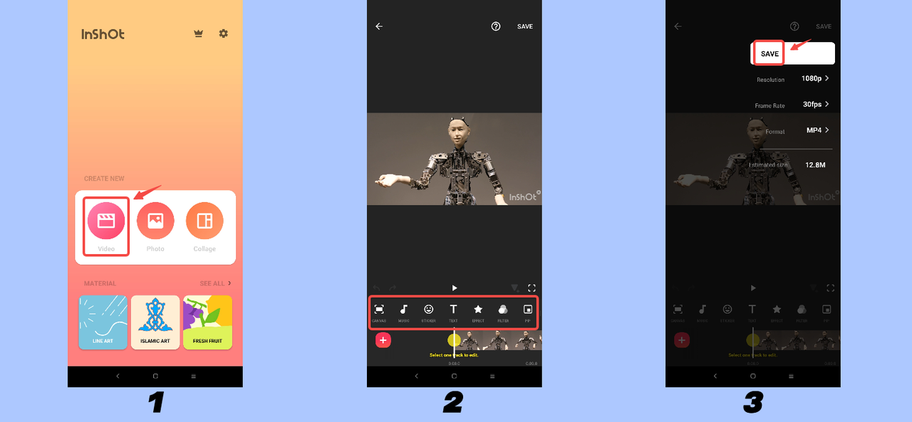 Create TikTok videos at Inshot