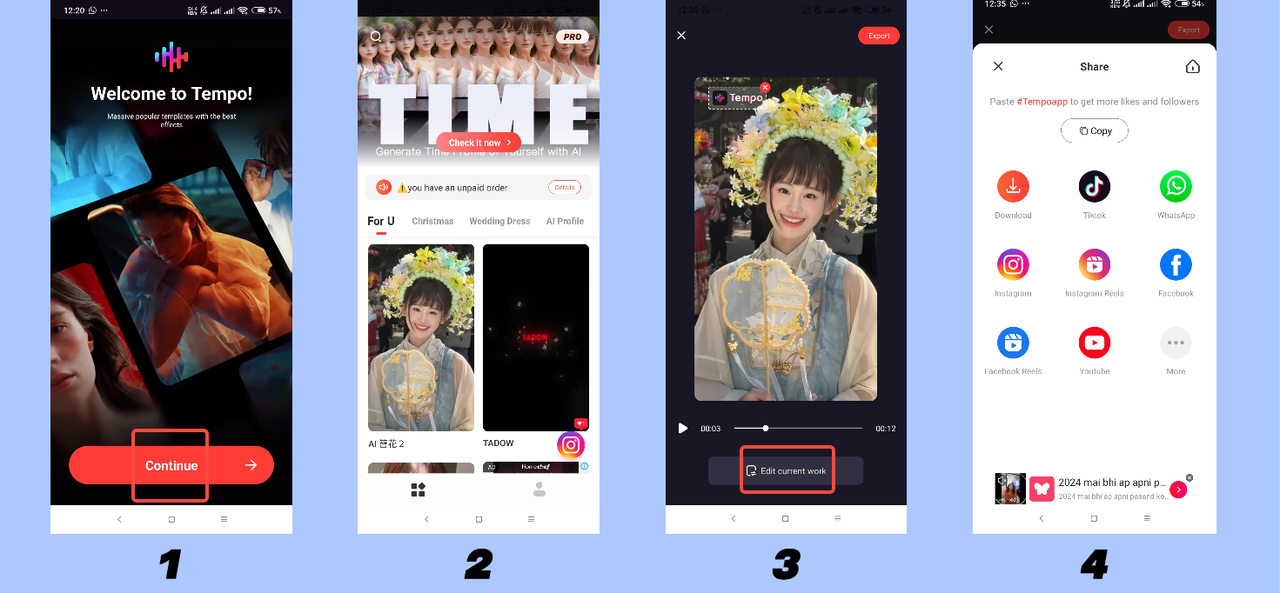 Create TikTok videos at Tempo