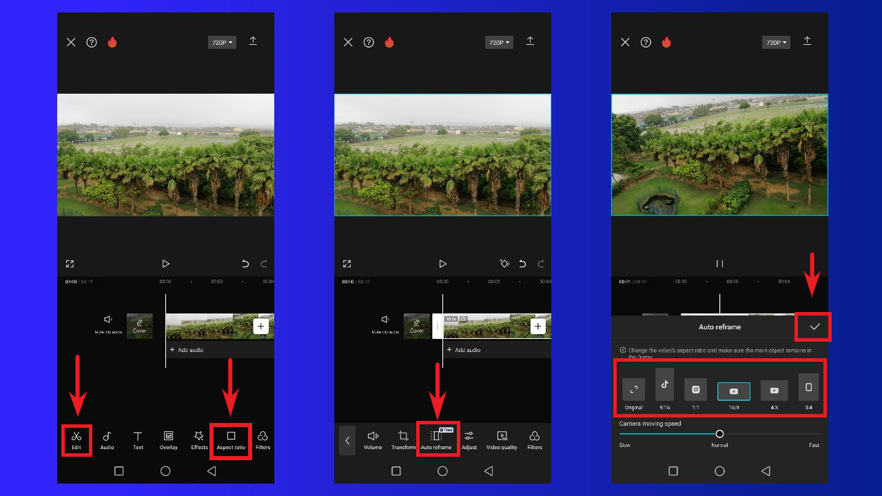 Select the aspect ratio for YouTube videos