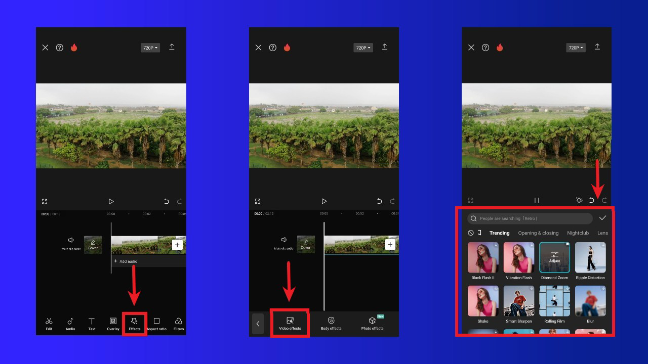 Apply effects to your video