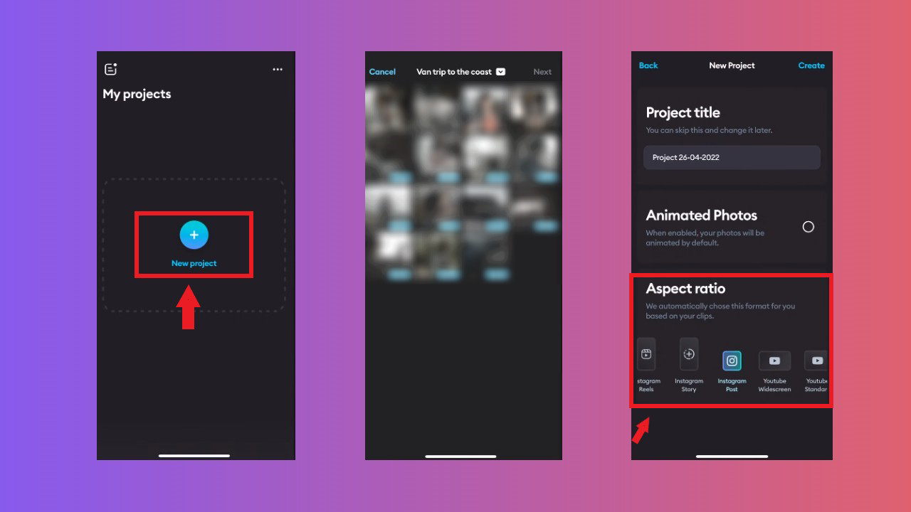 Select the aspect ratio for YouTube video