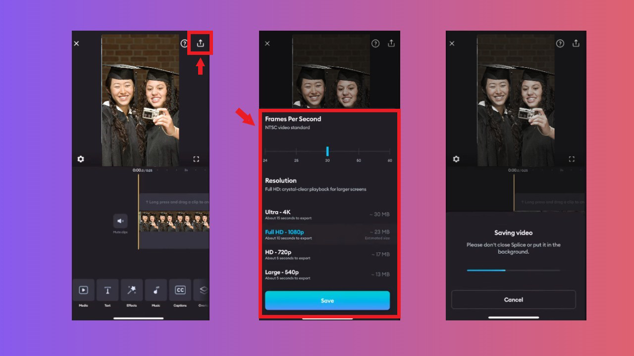 Export and share your video