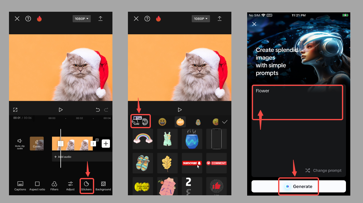 AI stickers in CapCut App