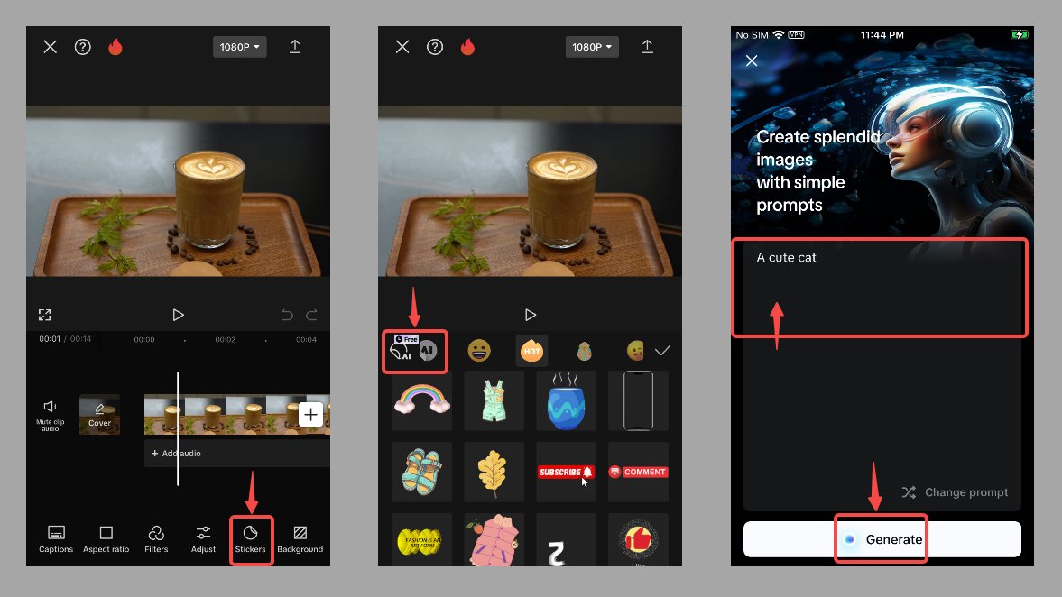 Add stickers using AI stickers