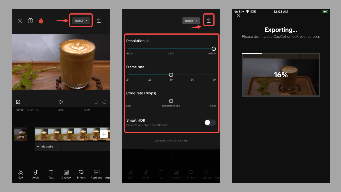 Export the edited video 