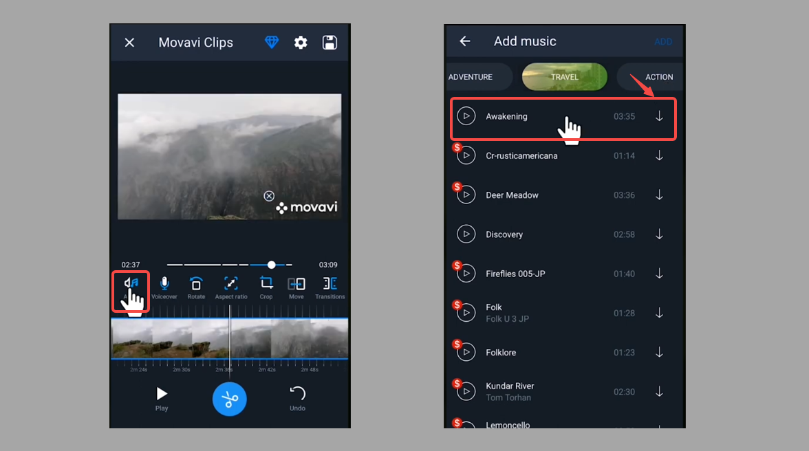 Edit your video with music