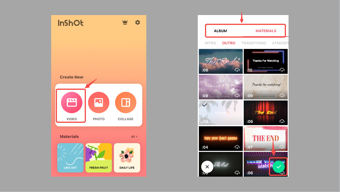 Import your video clips at InShot