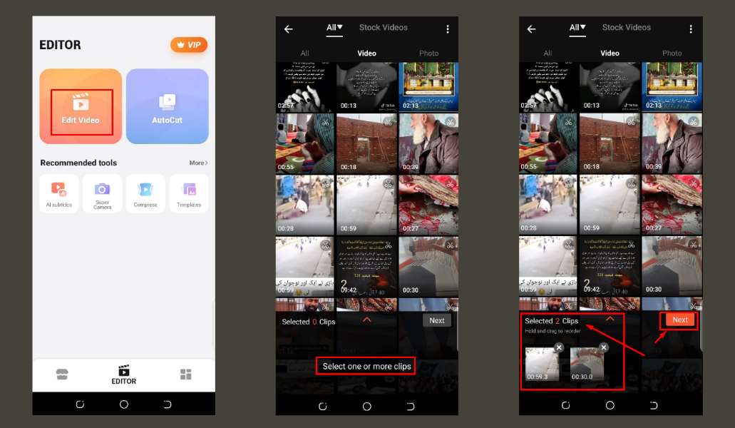 Choose the video to be edited