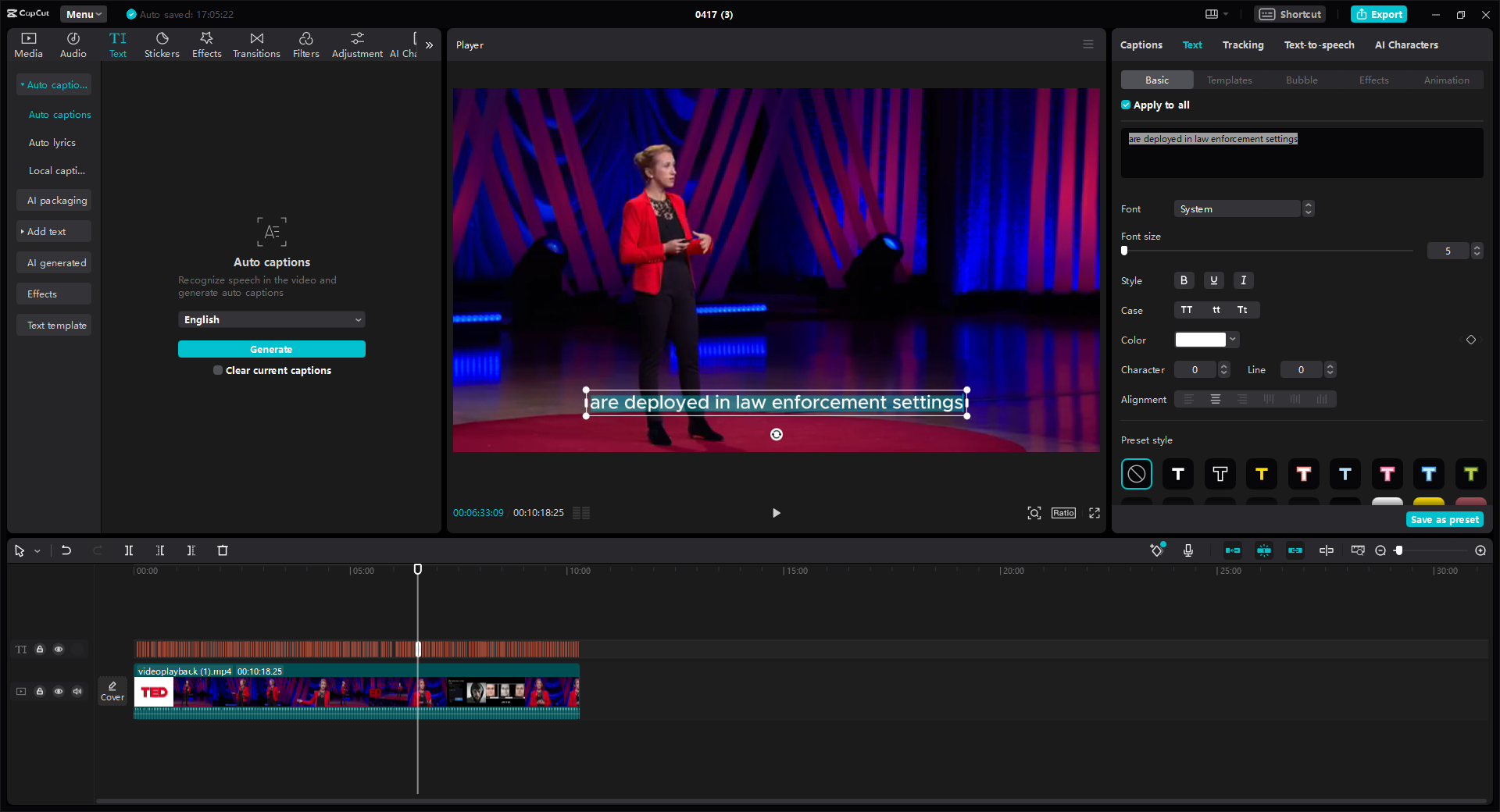 The video subtitle editor: CapCut