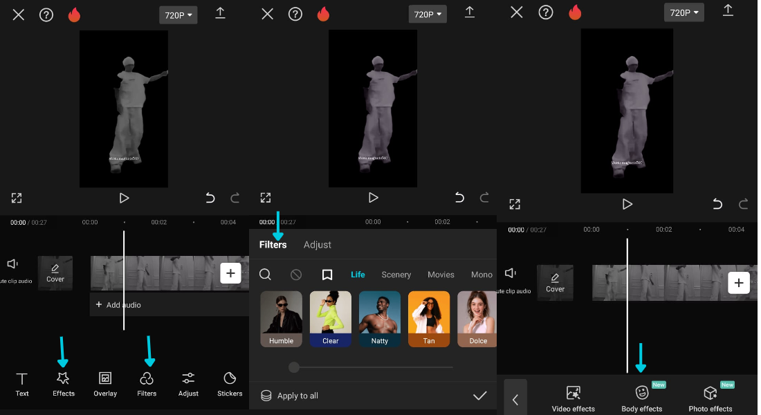 apply filters and effects