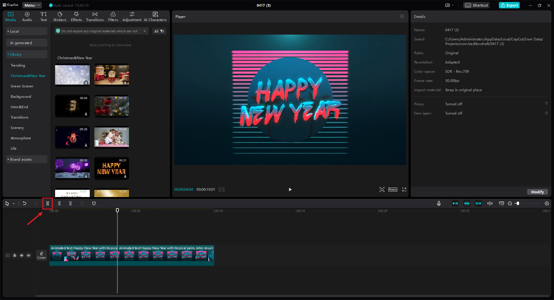 Trimming and organizing your clips