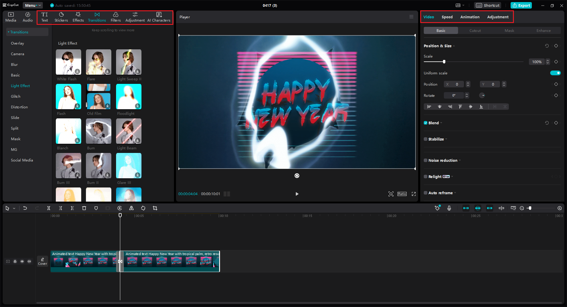 Adding transitions, effects, and text overlays