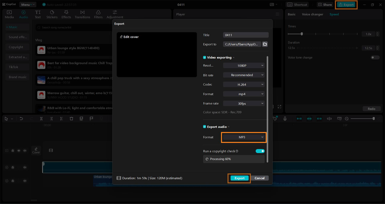 Export presets, CapCut PC