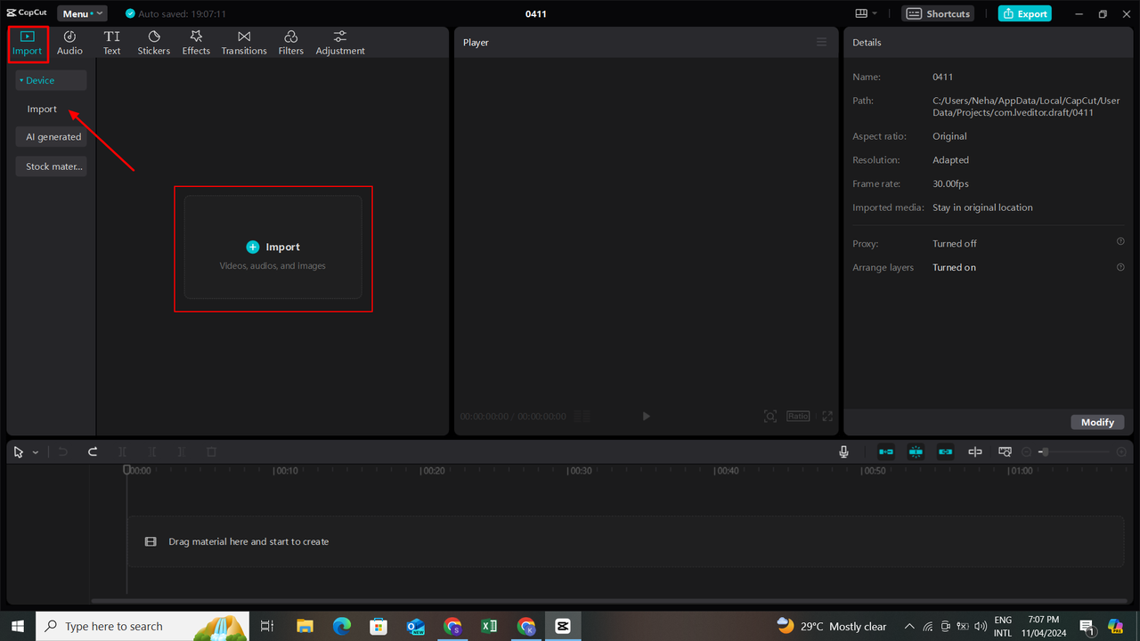 how to import on CapCut video editor