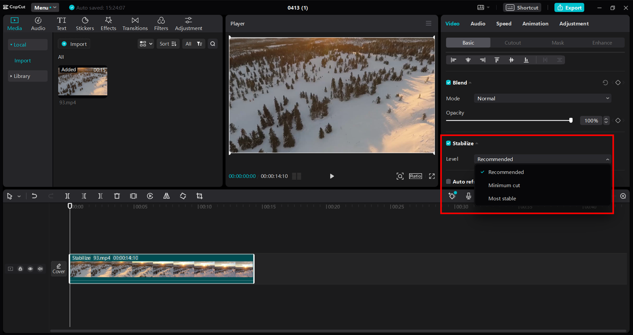 set stabilization level
