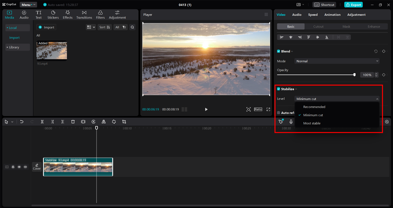 customize stabilization within frames