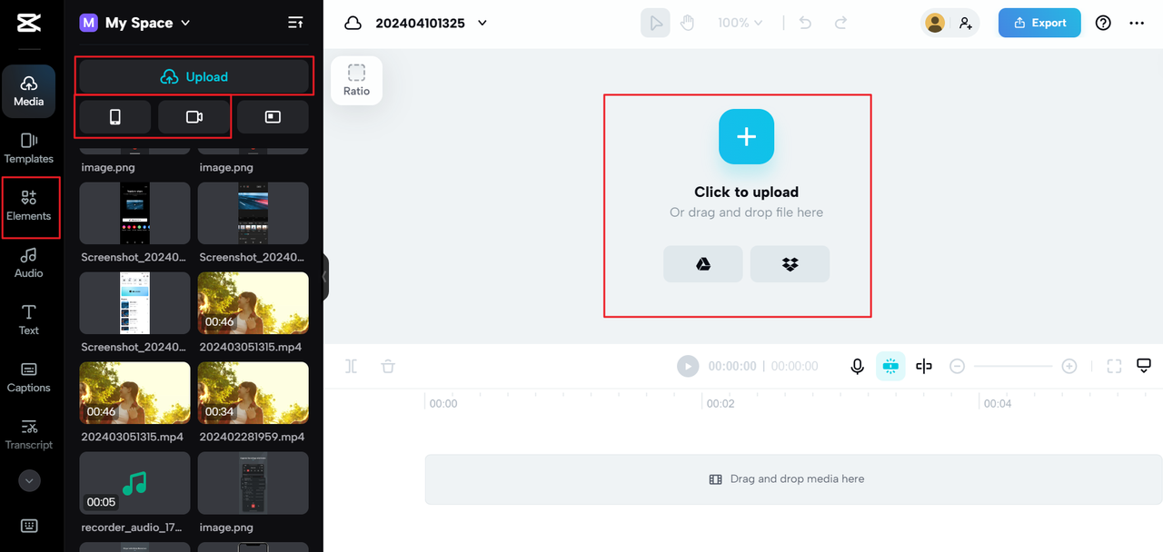 Import a video to the CapCut stabilizer online