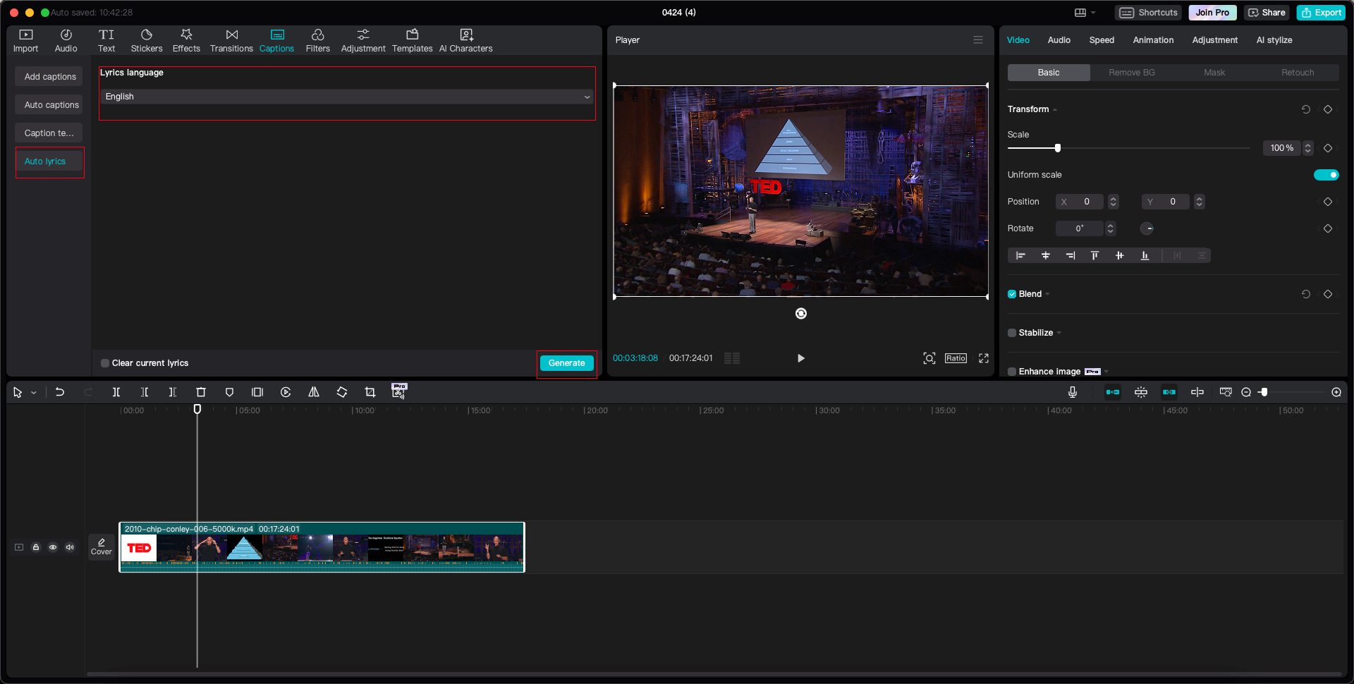 how to use auto lyrics on CapCut