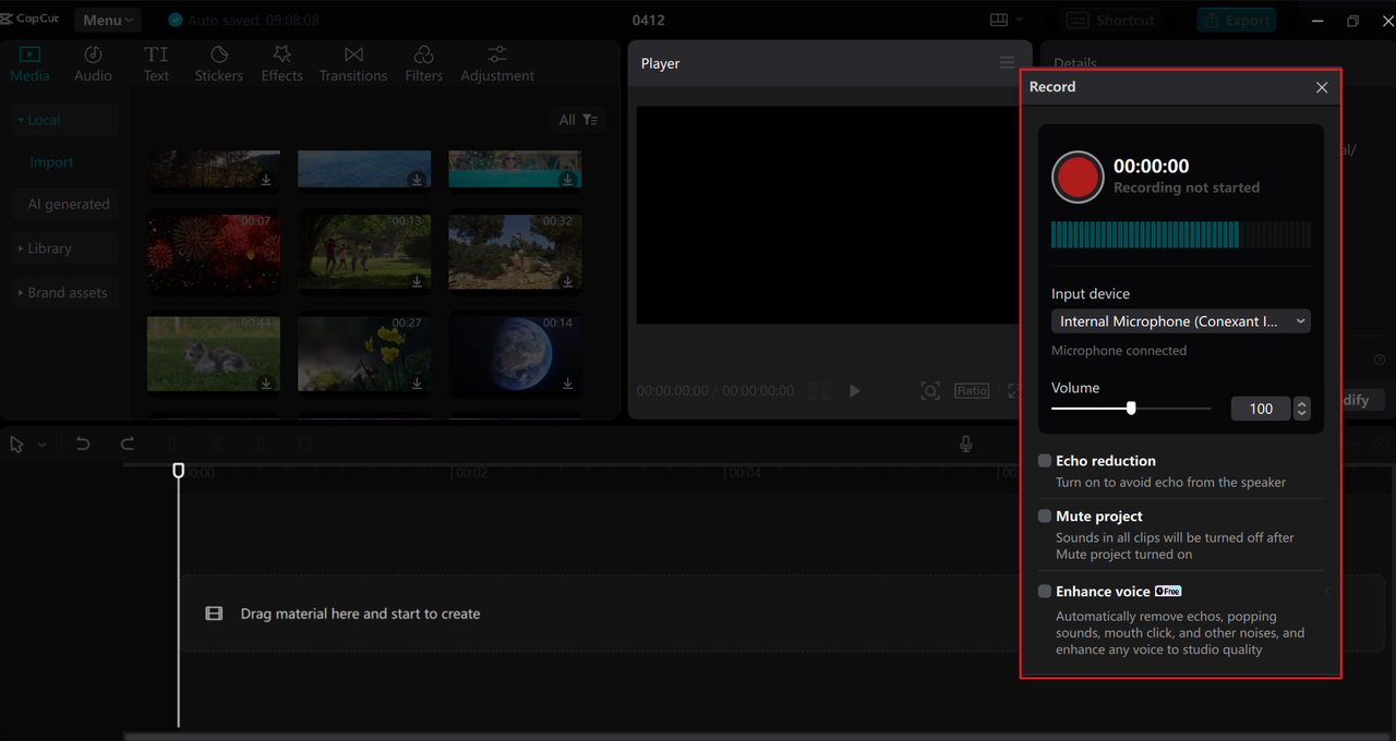 Capture YouTube audio on the CapCut desktop YouTube audio recorder