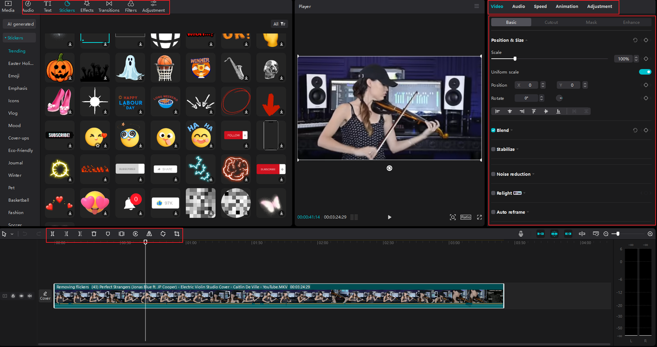 editing on the CapCut PC MP4 movie player download