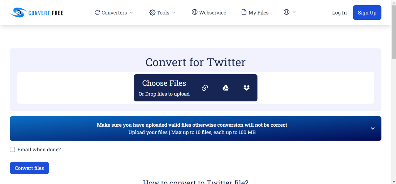 Convert Free interface