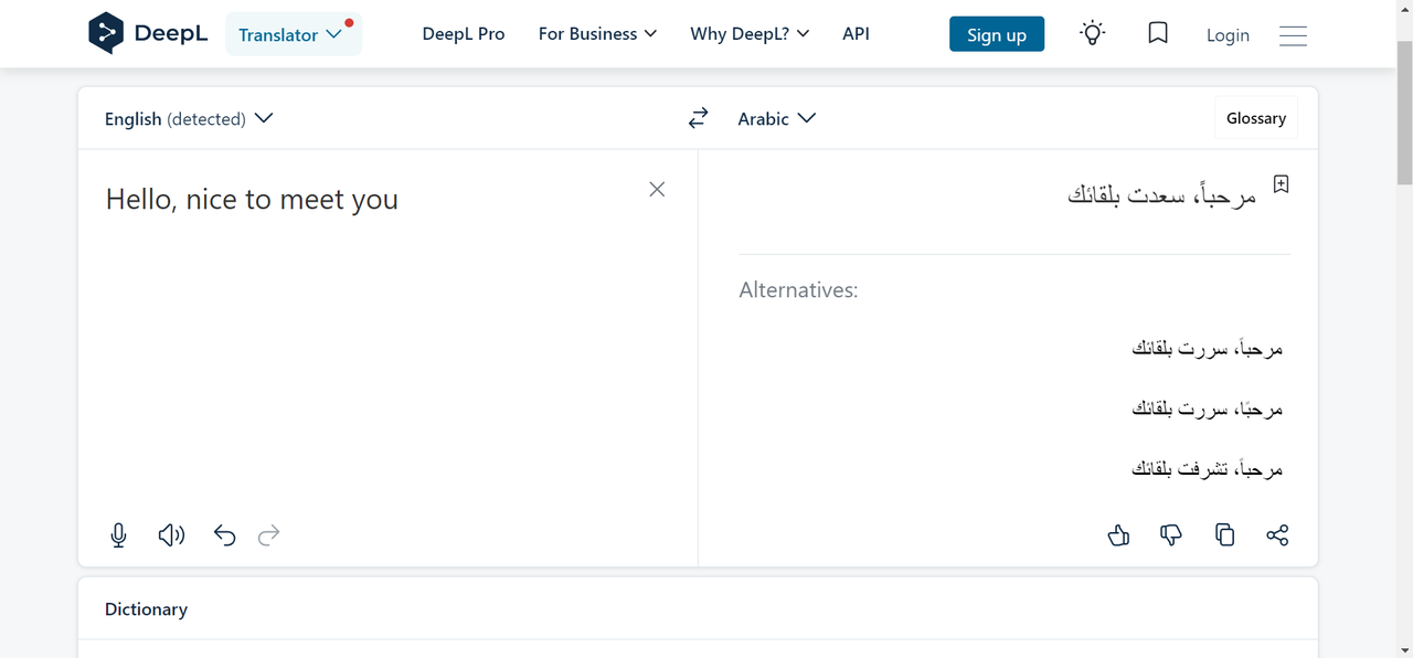 DeepL translation website
