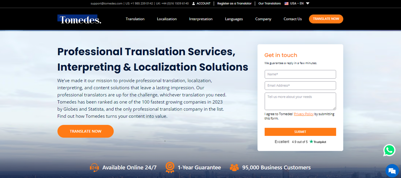 Screenshot of Tomodes website interface