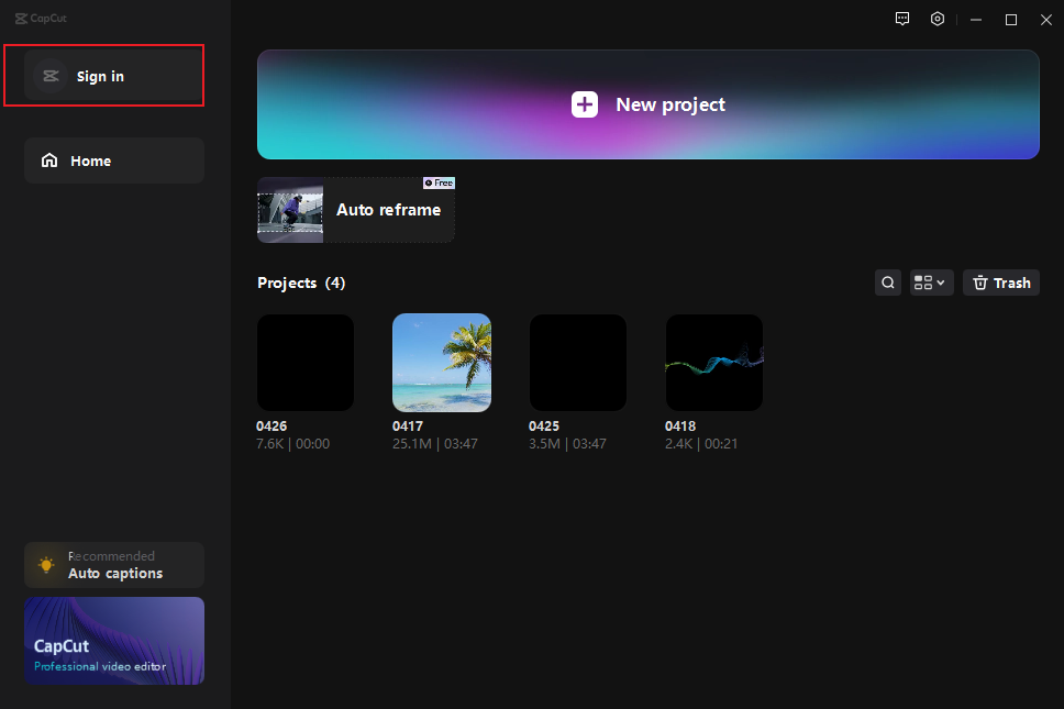 How to sign in on CapCut desktop