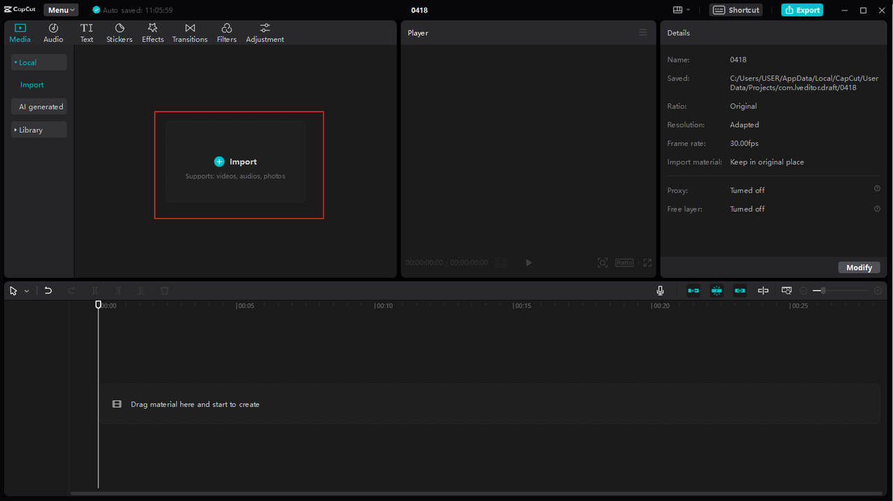 how to import media on CapCut desktop 