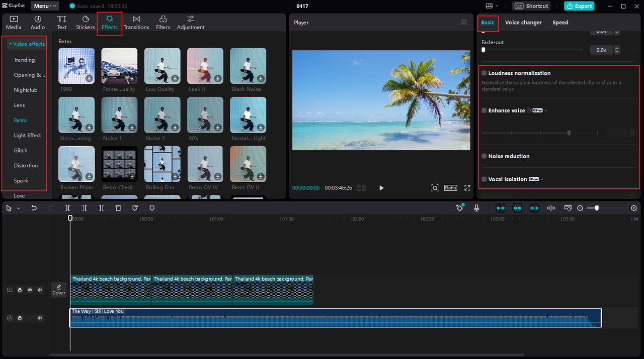 how to perform basic audio editing on CapCut desktop