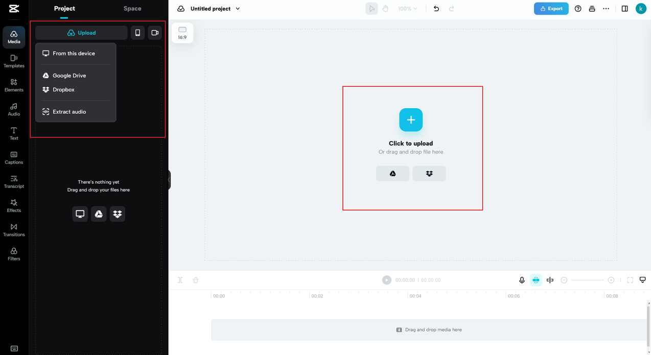 how to import media on CapCut online