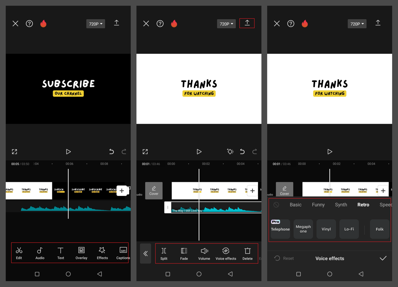 how to perform further audio editing on CapCut mobile 