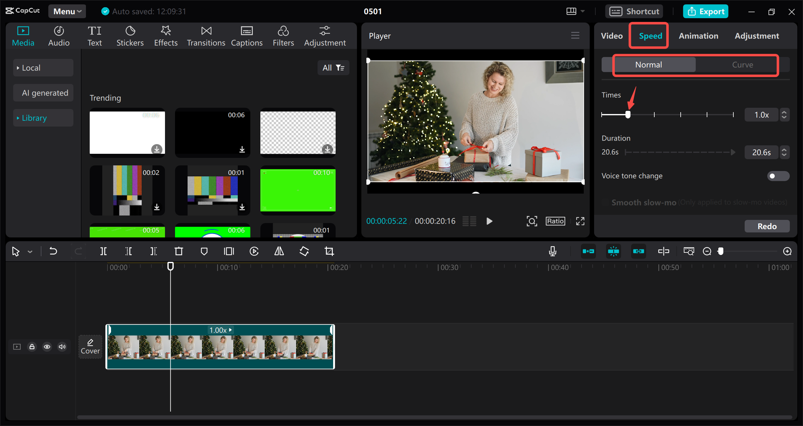 Adjust the video speed