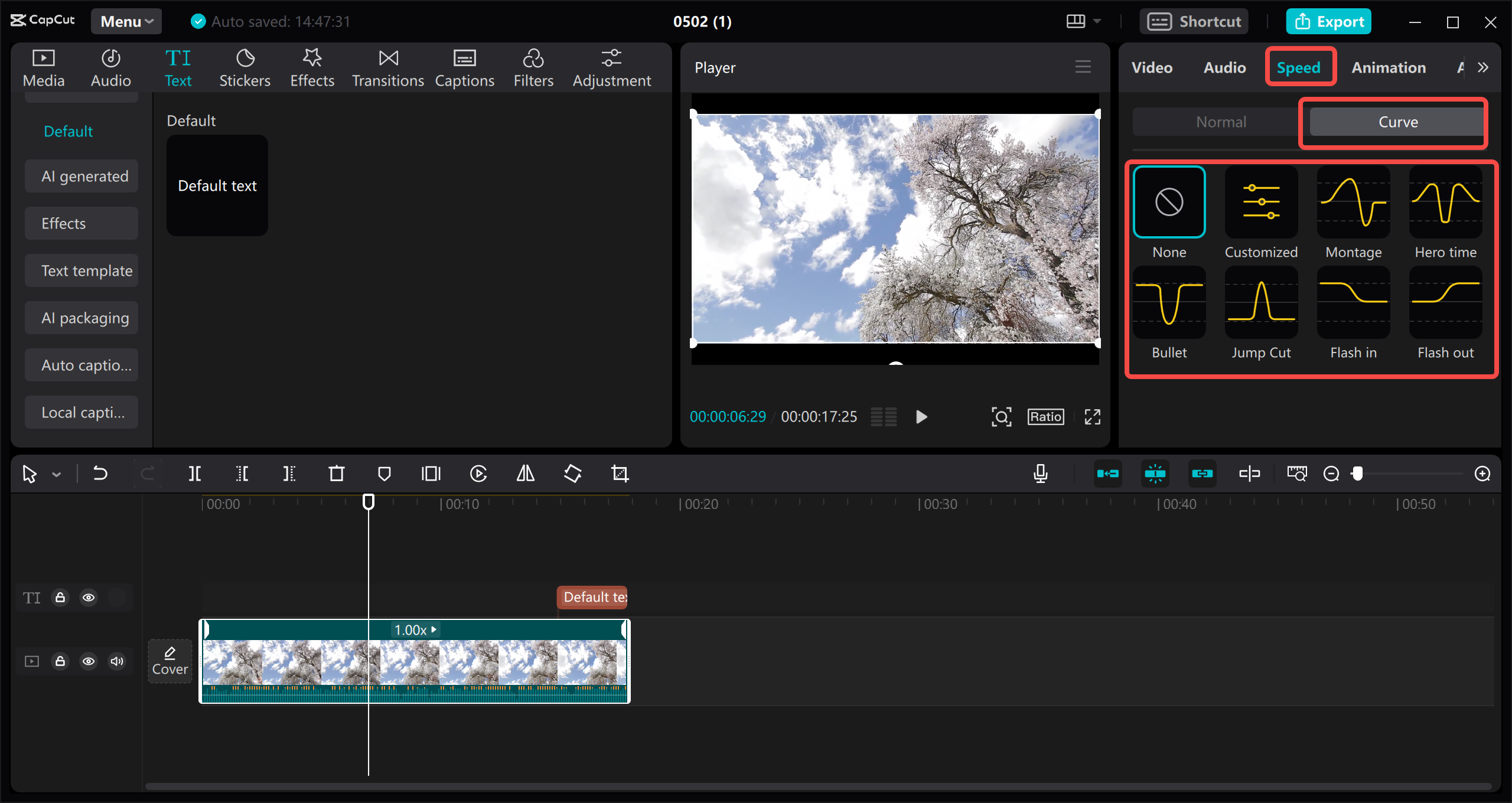 Add curve speed to video