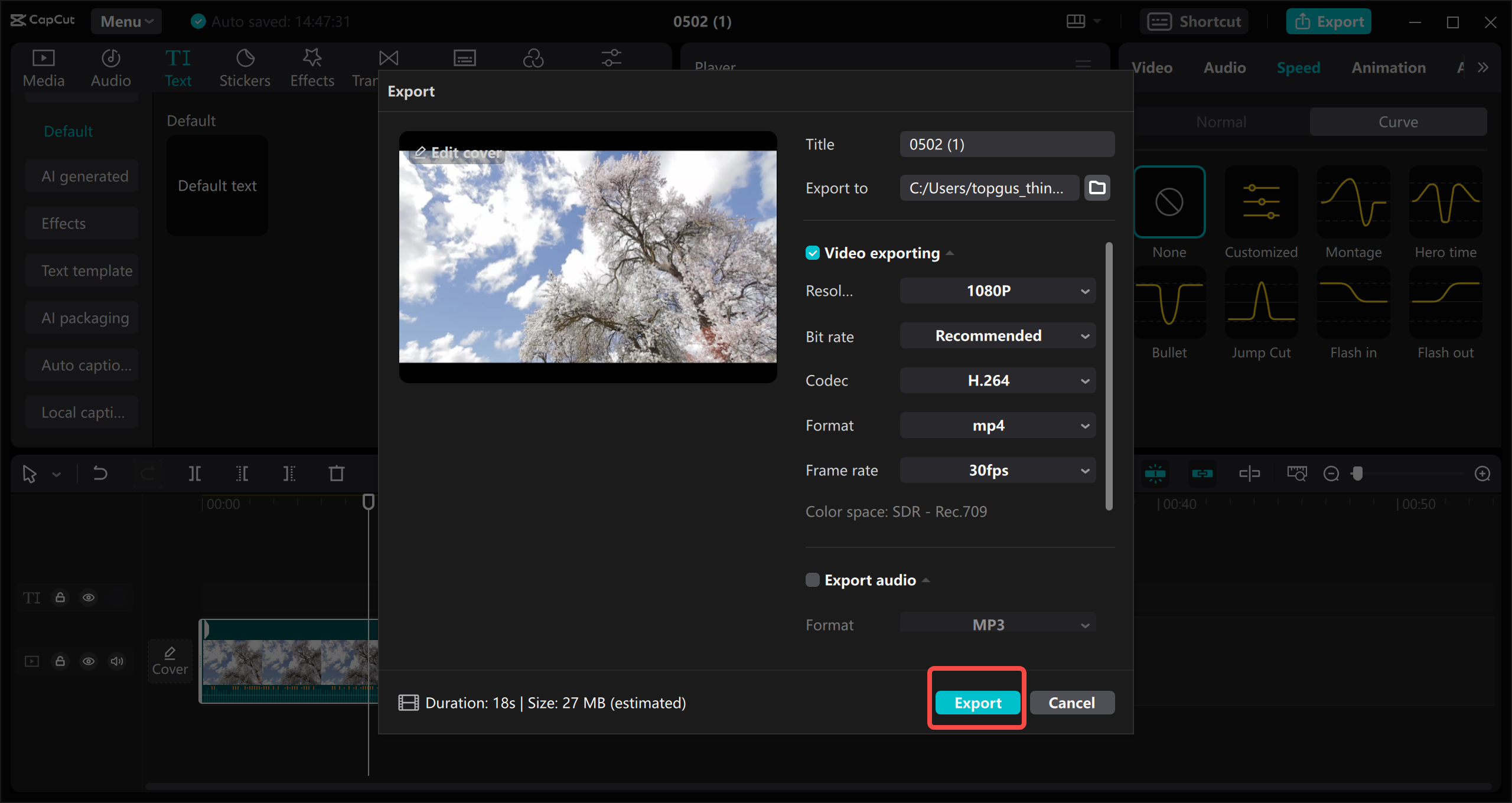 Export without watermark